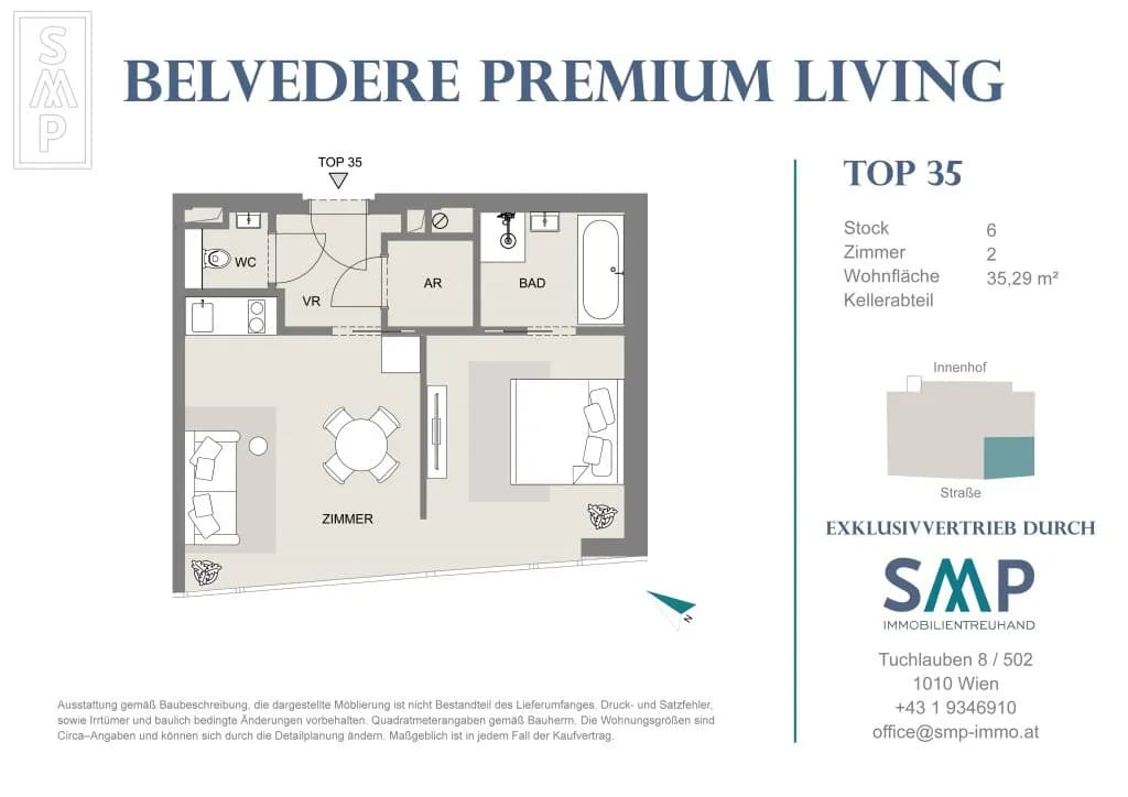 2-Zimmer-Wohnung kaufen in Wien – 35,29 m², € 339.000 – Bild 6 von 6