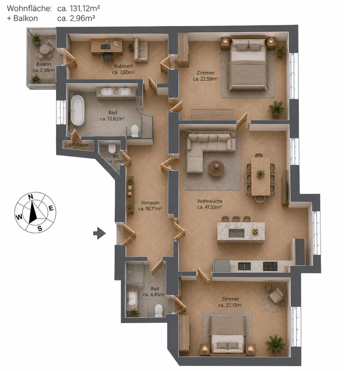 5-Zimmer-Wohnung kaufen in Wien – 131,12 m², € 995.000 – Bild 2 von 12
