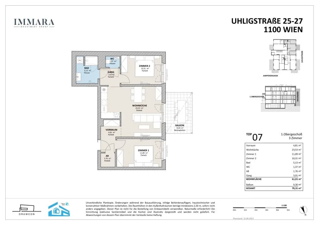 3-Zimmer-Wohnung kaufen in Wien – 61 m², € 459.000 – Bild 21 von 23