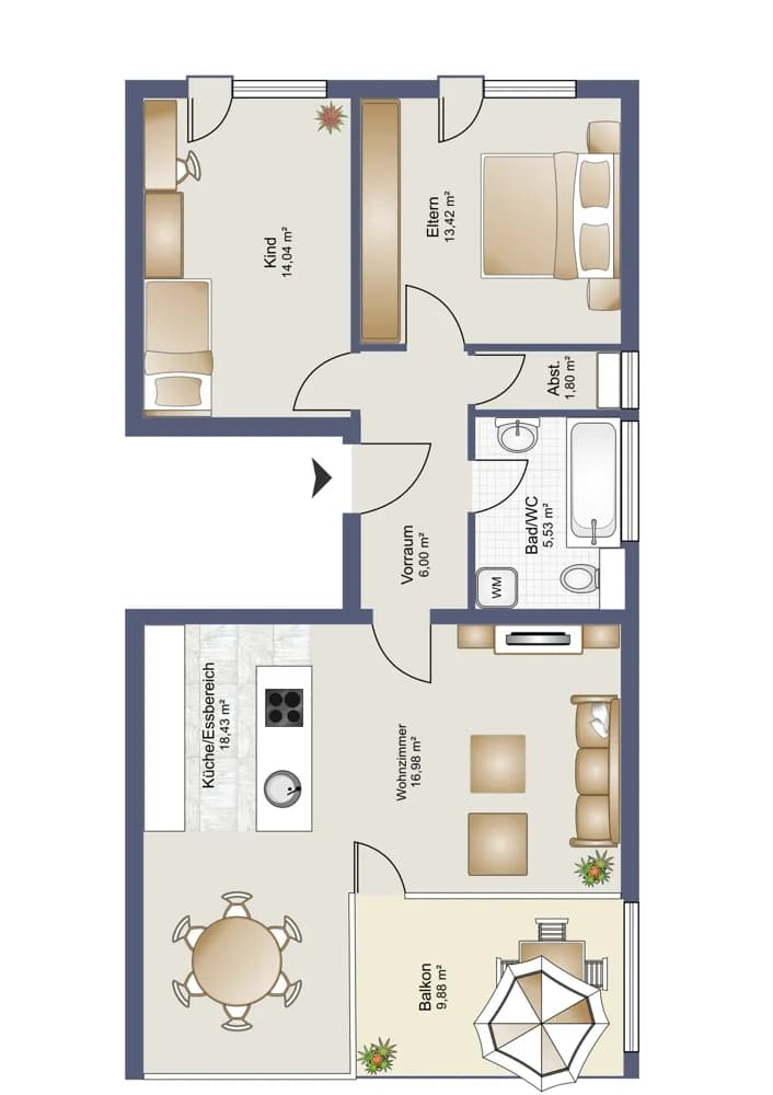3-Zimmer-Wohnung kaufen in Feldkirch – 76,92 m², € 343.000 – Bild 2 von 11