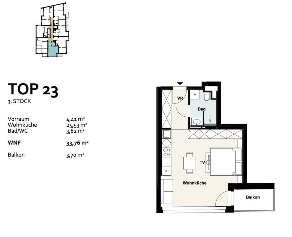 1-Zimmer-Wohnung kaufen in Wien – 33,76 m², € 269.000 – Bild 12 von 12