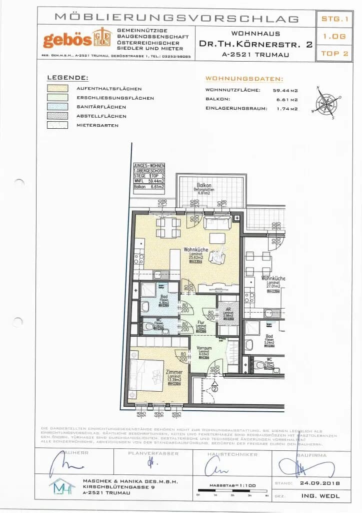 2-Zimmer-Wohnung mieten in Baden – 59,44 m², € 860 – Bild 5 von 5