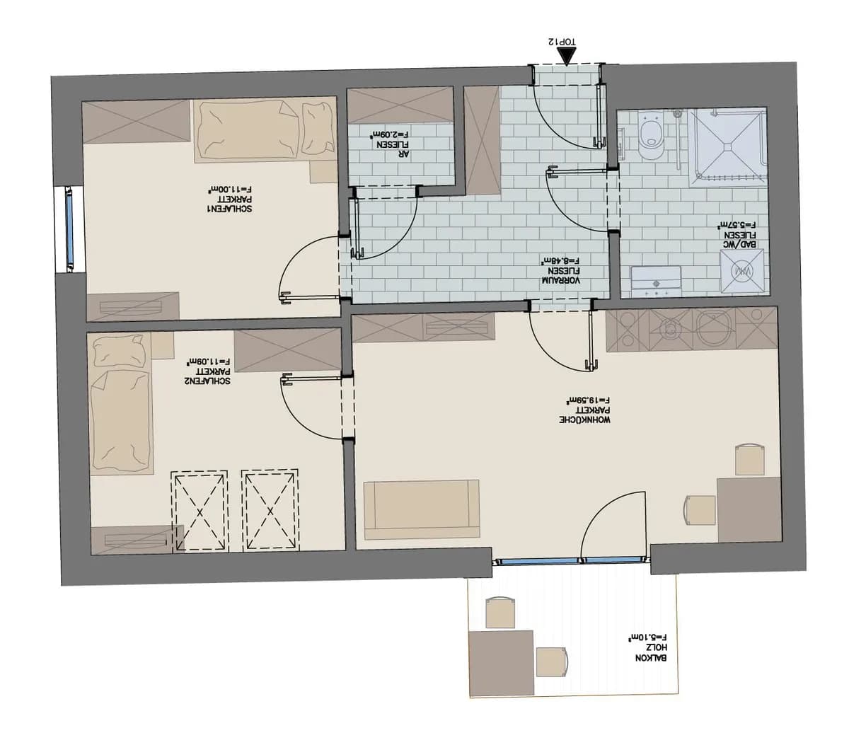 3-Zimmer-Wohnung mieten in Leibnitz – 57,82 m², € 656