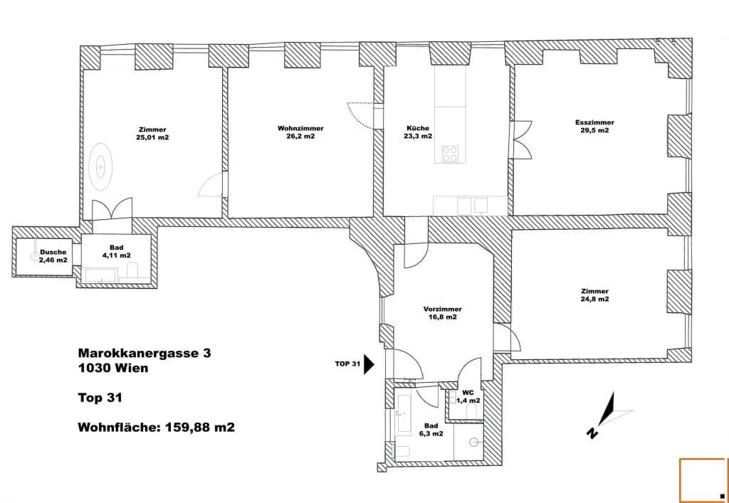 4-Zimmer-Wohnung mieten in Wien – 160 m², € 3.646 – Bild 21 von 23