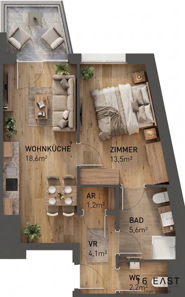 2-Zimmer-Wohnung kaufen in Wien – 45,12 m², € 259.935 – Bild 8 von 8