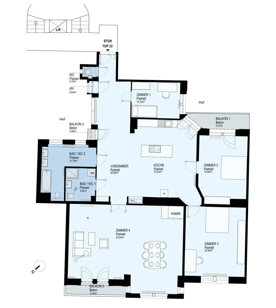 4-Zimmer-Wohnung mieten in Wien – 189 m², € 4.586 – Bild 29 von 29