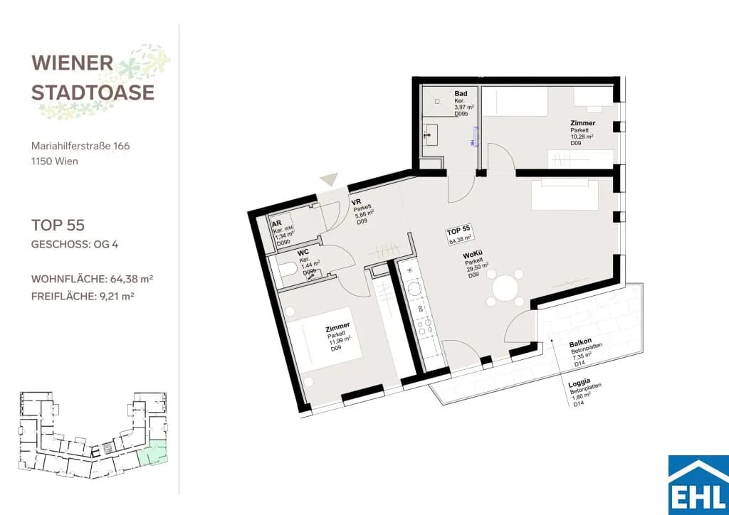 3-Zimmer-Wohnung mieten in Wien – 64,38 m², € 1.665 – Bild 13 von 13