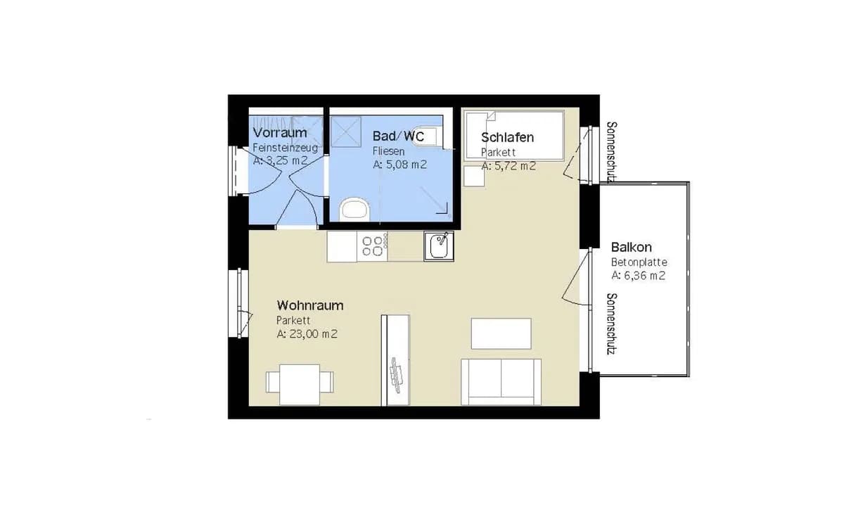 1-Zimmer-Wohnung mieten in Graz – 37,28 m², € 594