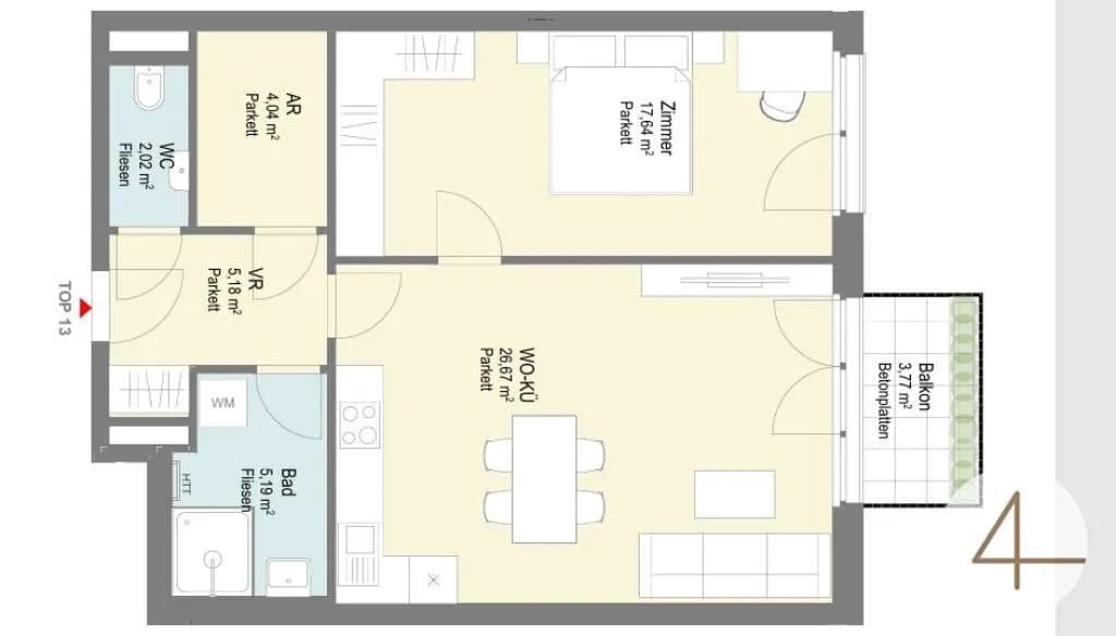 Wohnung kaufen in Tulln – 59,66 m², € 185.300 – Bild 15 von 15
