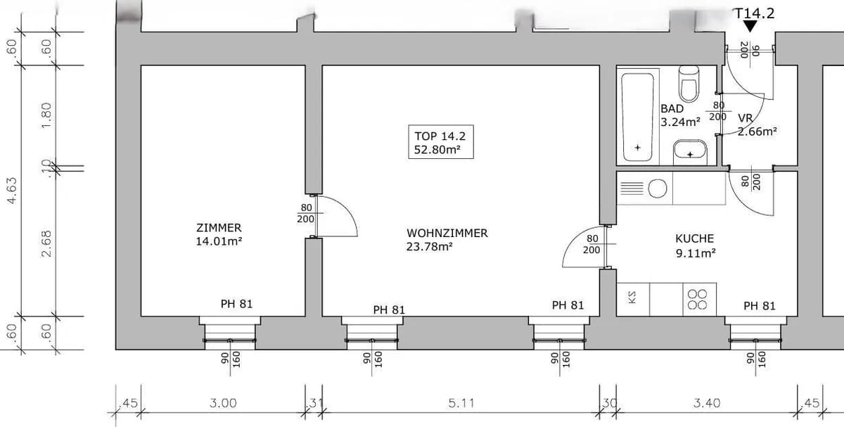 2-Zimmer-Wohnung kaufen in Leoben – 52,8 m², € 138.000 – Bild 4 von 19