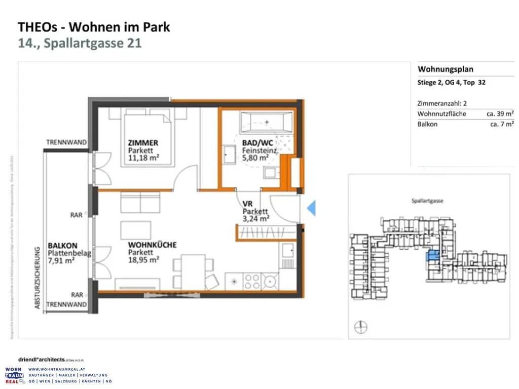 2-Zimmer-Wohnung mieten in Wien – 39,17 m², € 829 – Bild 5 von 5