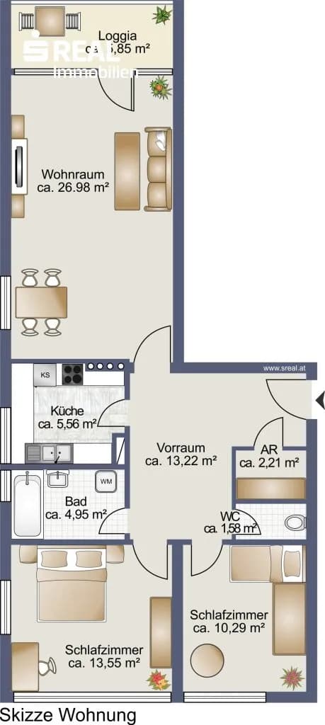 3-Zimmer-Wohnung mieten in Mödling – 79,34 m², € 1.376 – Bild 10 von 10