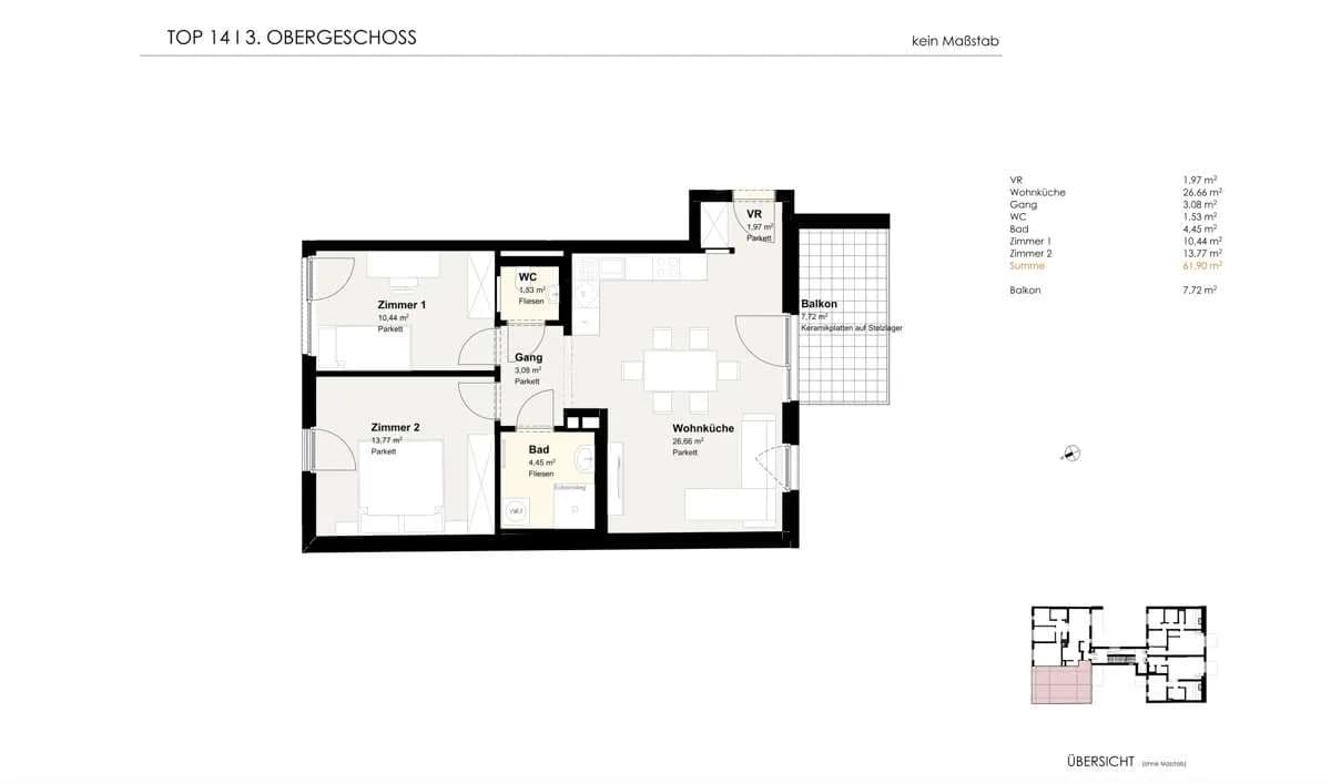 3-Zimmer-Wohnung kaufen in Baden – 61,9 m², € 469.000 – Bild 9 von 9