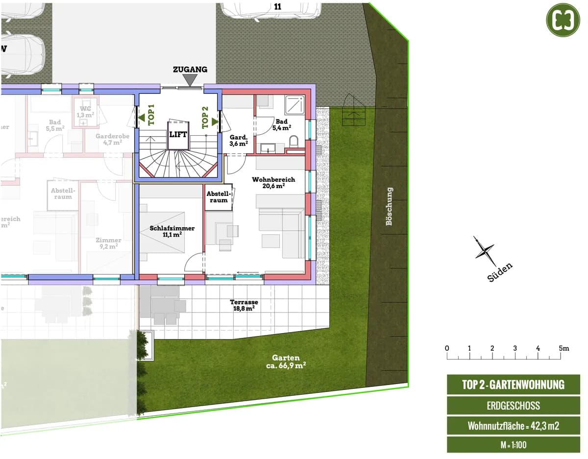 2-Zimmer-Wohnung kaufen in Salzburg-Umgebung – 42 m², € 330.000 – Bild 4 von 5