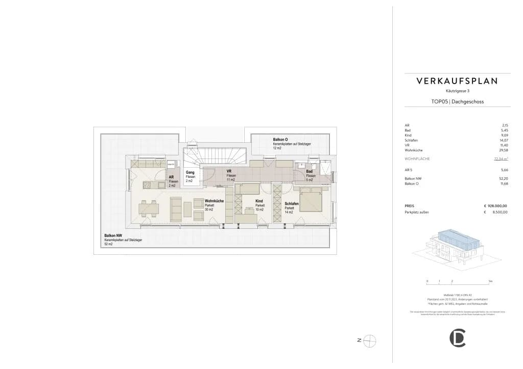 3-Zimmer-Wohnung kaufen in Salzburg Stadt – 72,34 m², € 928.000 – Bild 3 von 3