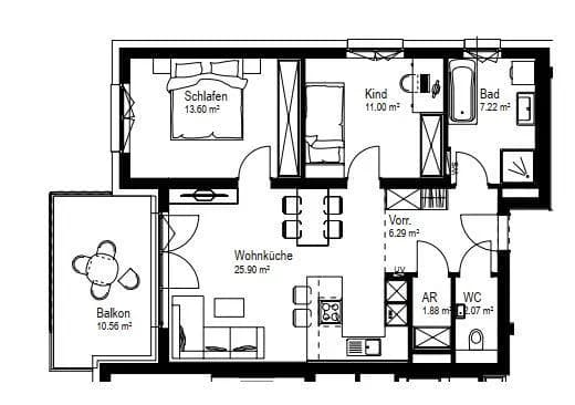 3-Zimmer-Wohnung kaufen in Ried im Innkreis – 67,96 m², € 305.090 – Bild 6 von 6
