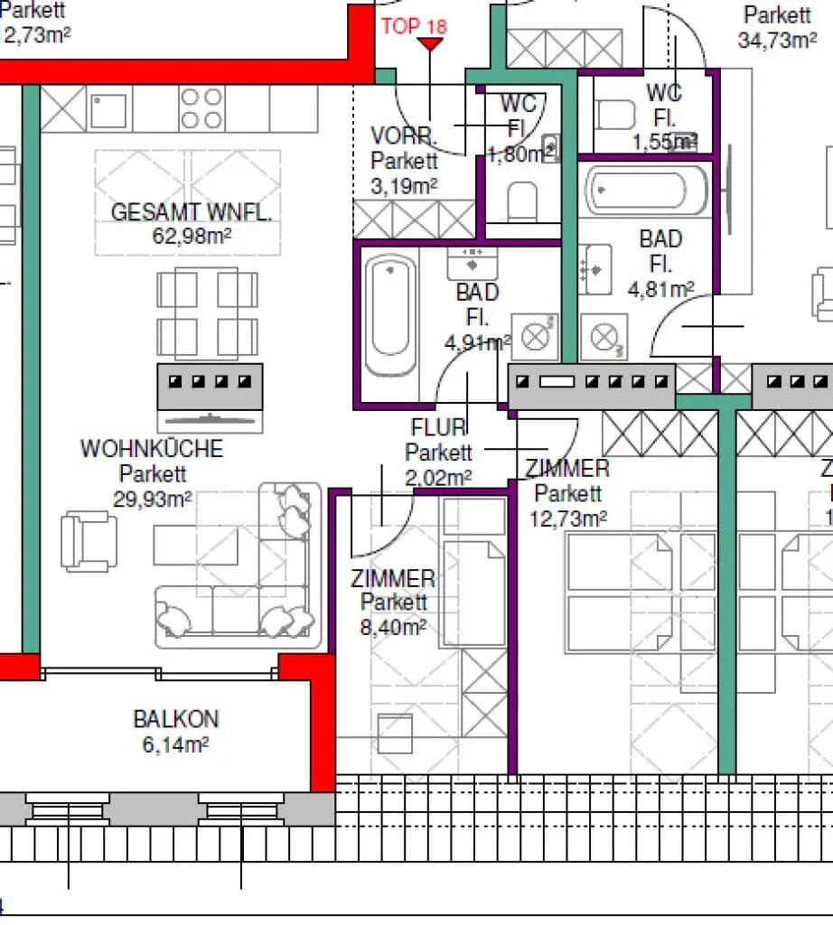 3-Zimmer-Wohnung kaufen in Wien – 63,36 m², € 346.500 – Bild 9 von 11