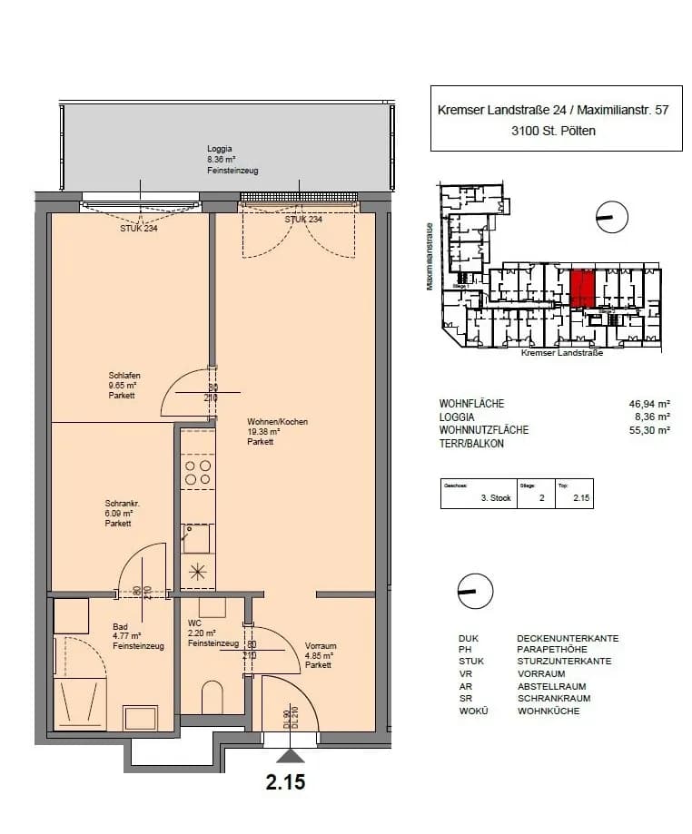 2-Zimmer-Wohnung mieten in Sankt Pölten – 46,94 m², € 760 – Bild 16 von 17