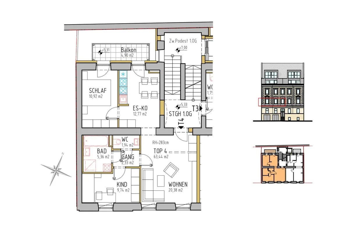 3-Zimmer-Wohnung kaufen in Linz – 64,4 m², € 379.753 – Bild 2 von 3