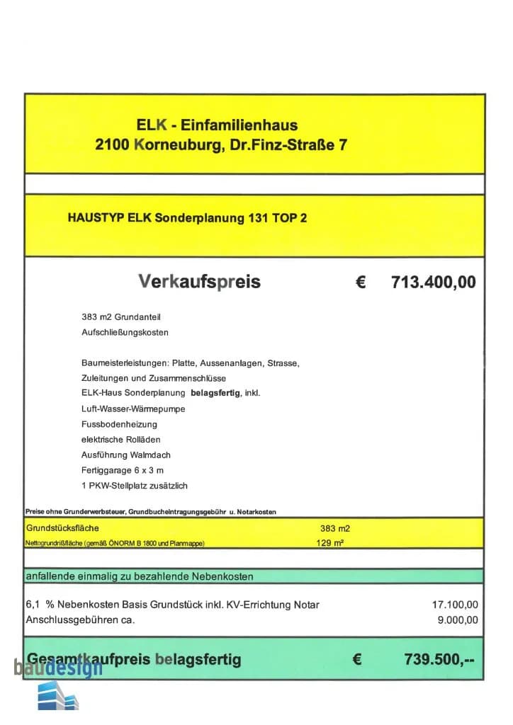 4-Zimmer-Haus kaufen in Korneuburg – 131,89 m², € 713.400 – Bild 5 von 5
