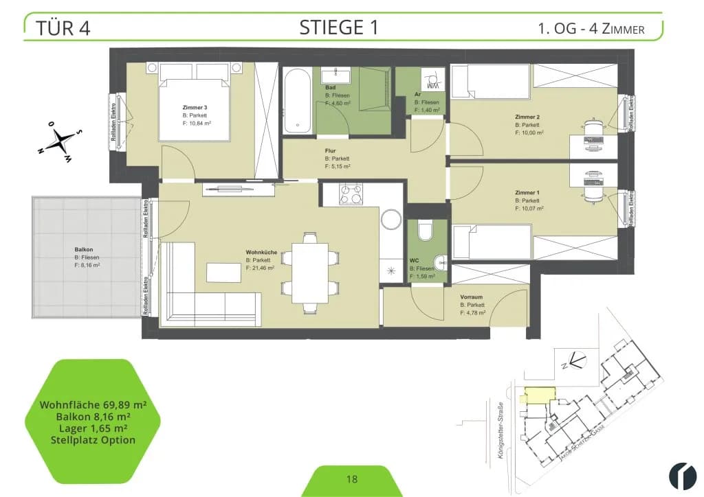 4-Zimmer-Wohnung kaufen in Tulln – 69,89 m², € 347.000 – Bild 21 von 22