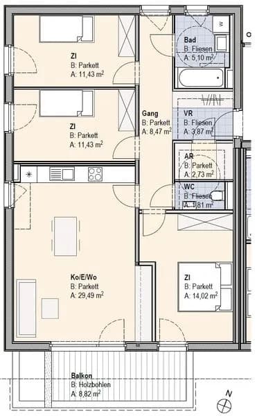 4-Zimmer-Wohnung mieten in Bruck-Mürzzuschlag – 88,35 m², € 947 – Bild 2 von 2