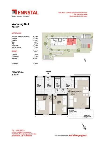3-Zimmer-Wohnung mieten in Weiz – 78,84 m², € 931 – Bild 2 von 2