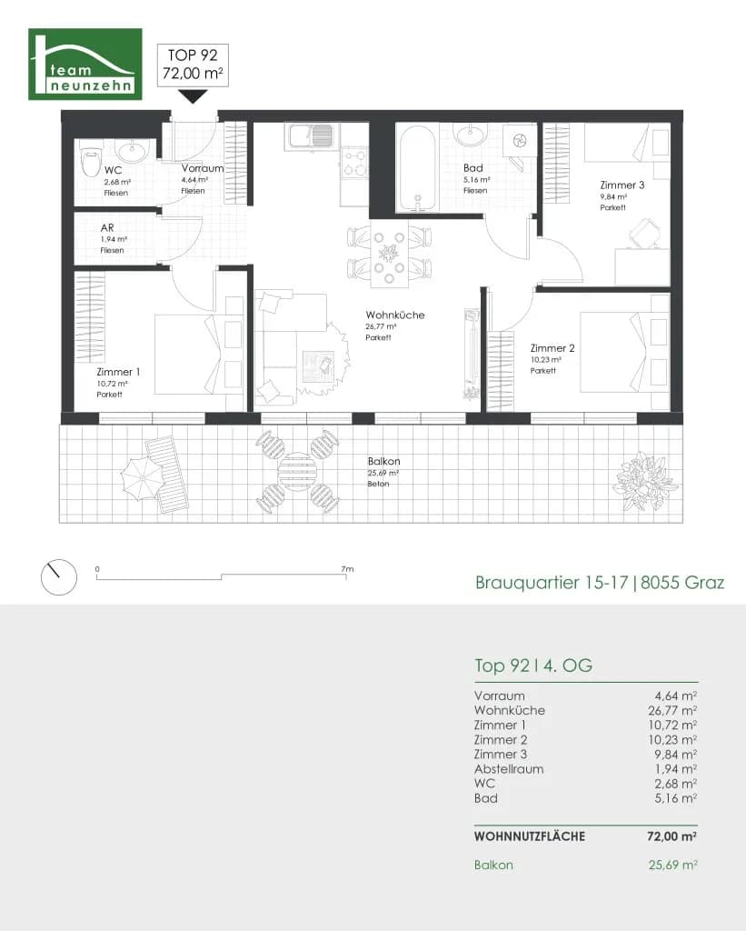 4-Zimmer-Wohnung mieten in Graz – 72 m², € 1.035 – Bild 18 von 18