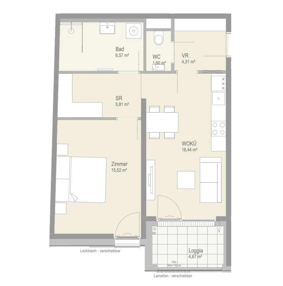 2-Zimmer-Wohnung kaufen in Wien – 52,25 m², € 318.900 – Bild 7 von 7