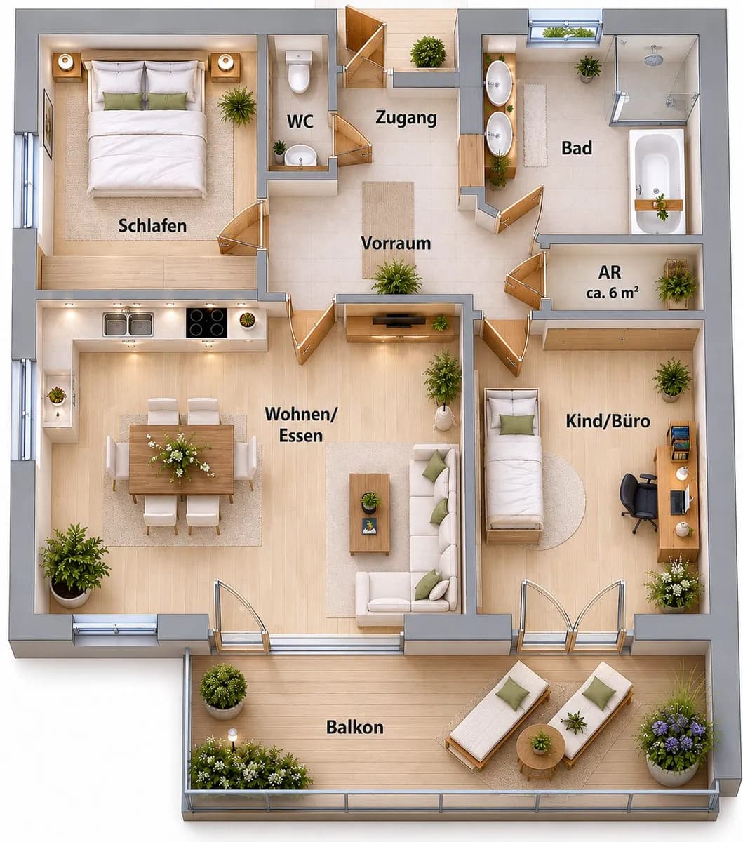 3-Zimmer-Wohnung mieten in Vöcklabruck – 81,4 m², € 1.750 – Bild 2 von 9