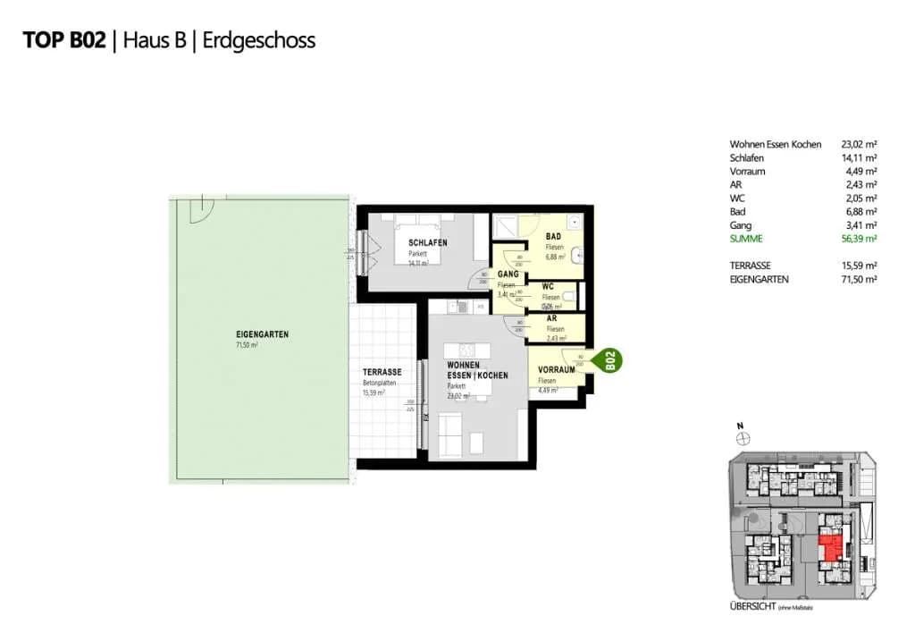 2-Zimmer-Wohnung kaufen in Amstetten – 56,39 m², € 310.145 – Bild 2 von 8