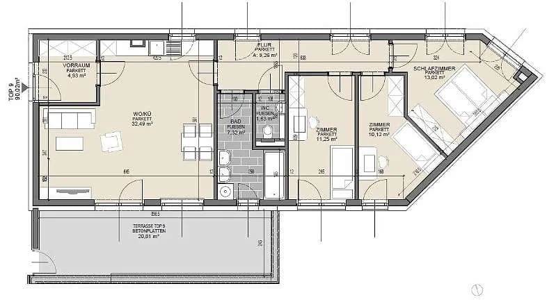 4-Zimmer-Wohnung kaufen in Graz – 90 m², € 349.500 – Bild 2 von 15