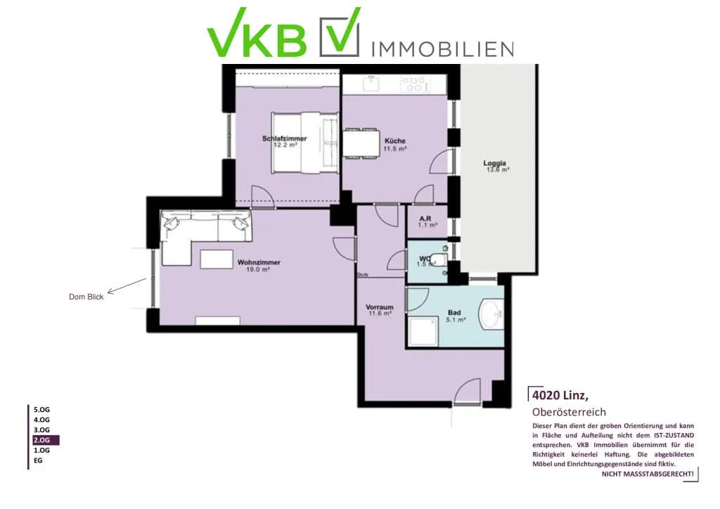 2-Zimmer-Wohnung mieten in Linz – 62 m², € 995 – Bild 7 von 7