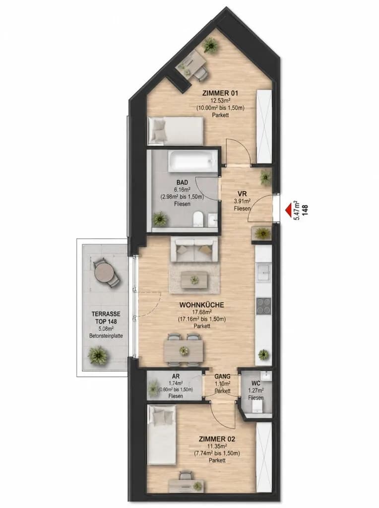 3-Zimmer-Wohnung kaufen in Wien – 55,74 m², € 294.900 – Bild 10 von 10