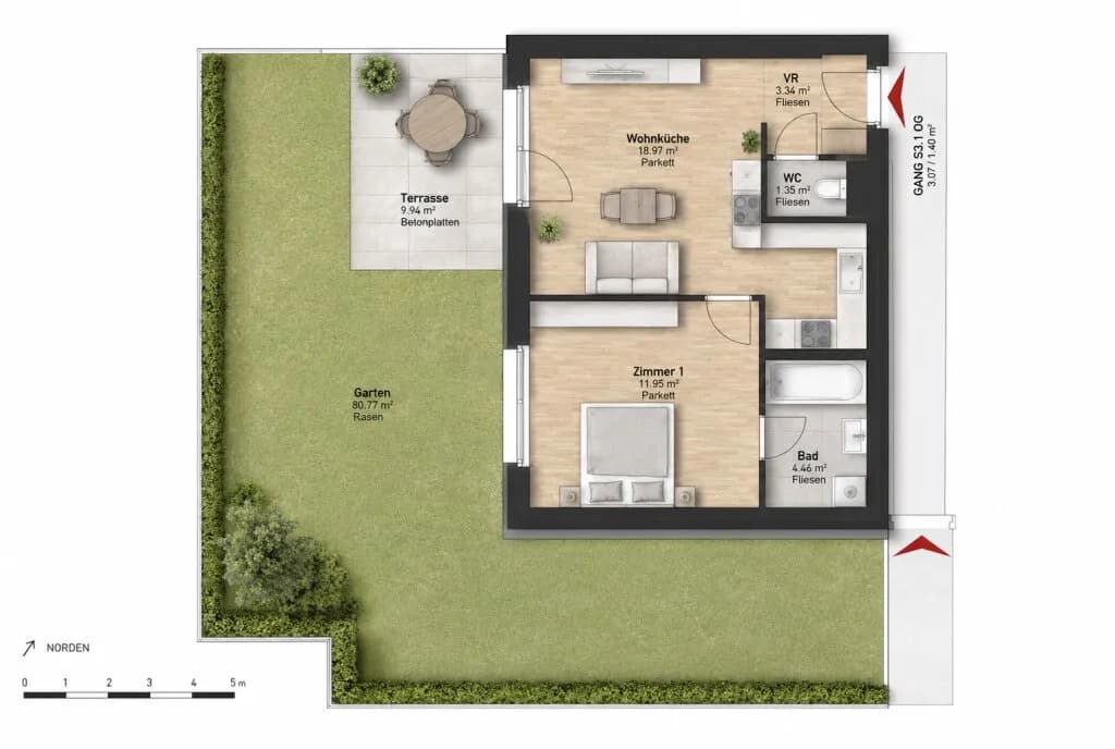 2-Zimmer-Wohnung kaufen in Wien – 40,07 m², € 256.422 – Bild 8 von 8