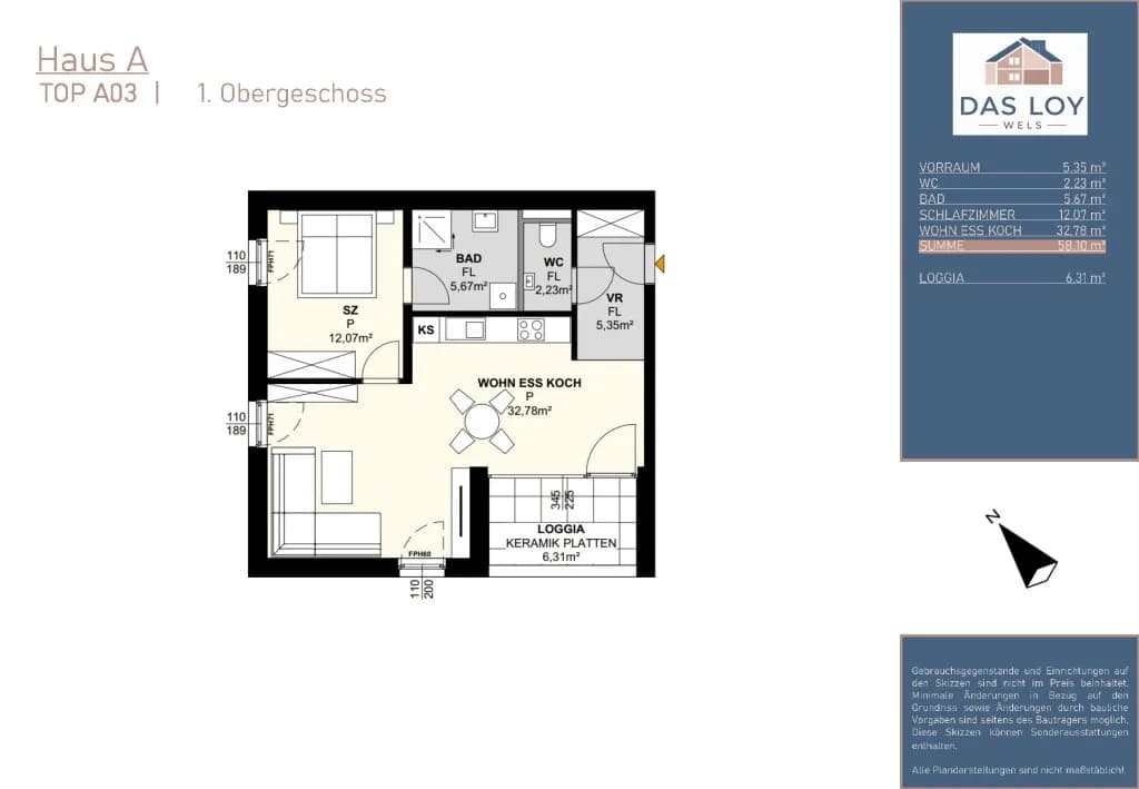 2-Zimmer-Wohnung kaufen in Wels – 58,1 m², € 344.913 – Bild 5 von 5