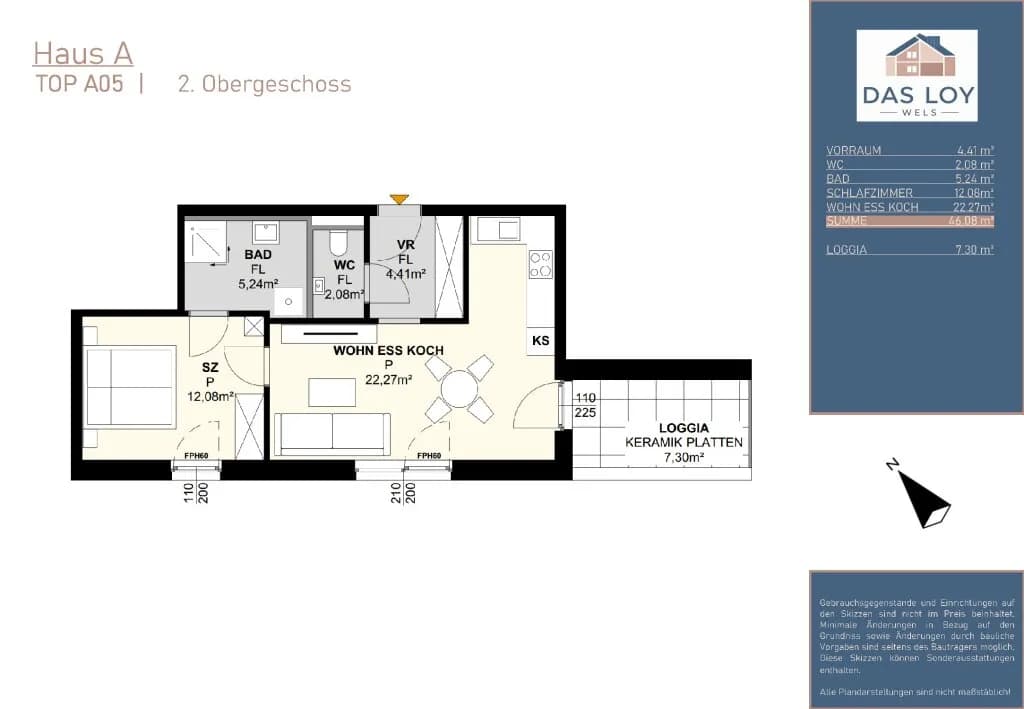 2-Zimmer-Wohnung kaufen in Wels – 45,97 m², € 276.787 – Bild 5 von 5