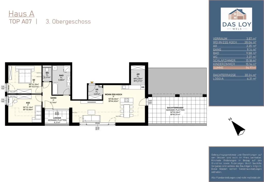 3-Zimmer-Wohnung kaufen in Wels – 96,97 m², € 569.949 – Bild 7 von 7