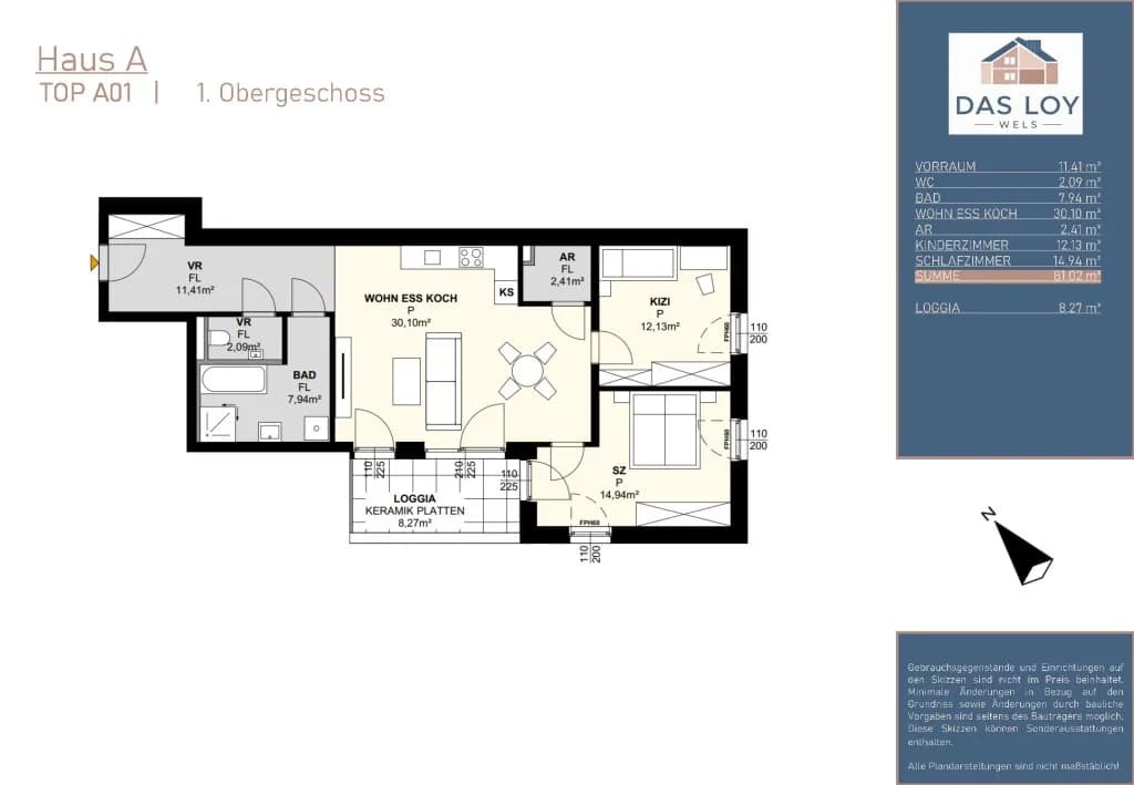 3-Zimmer-Wohnung kaufen in Wels – 81,02 m², € 477.520 – Bild 5 von 5