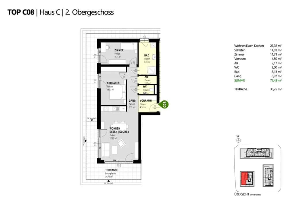 3-Zimmer-Wohnung kaufen in Amstetten – 77,43 m², € 464.580 – Bild 2 von 8
