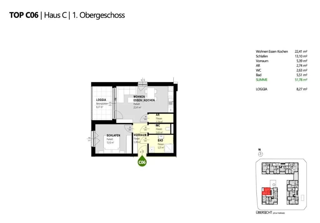 2-Zimmer-Wohnung kaufen in Amstetten – 51,78 m², € 239.223 – Bild 3 von 8