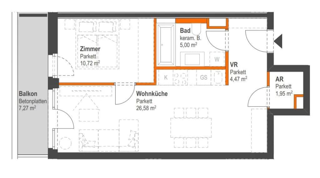 2-Zimmer-Wohnung kaufen in Wien – 48,74 m², € 349.000 – Bild 6 von 6