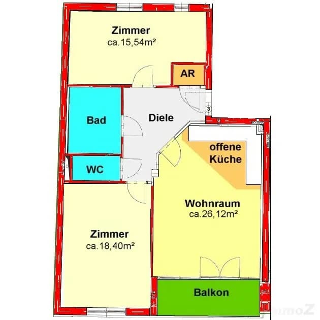 3-Zimmer-Wohnung mieten in Graz – 77,61 m², € 968