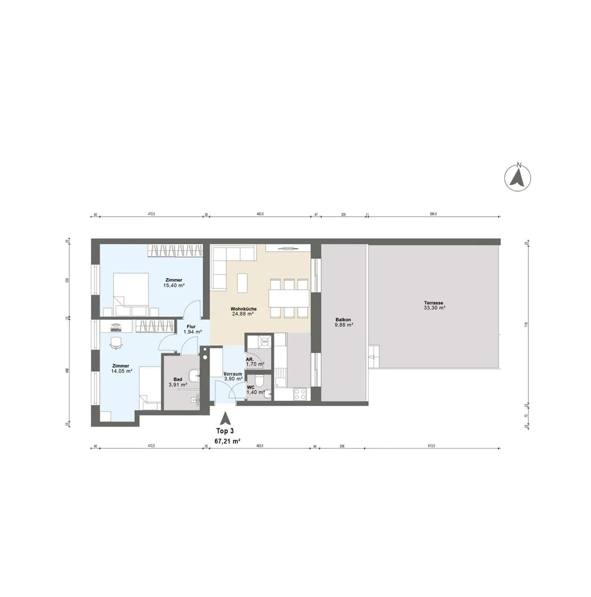 3-Zimmer-Wohnung kaufen in Amstetten – 67,24 m², € 299.000 – Bild 6 von 7