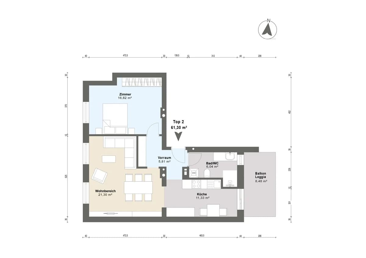 2-Zimmer-Wohnung kaufen in Amstetten – 61,3 m², € 258.500 – Bild 6 von 7