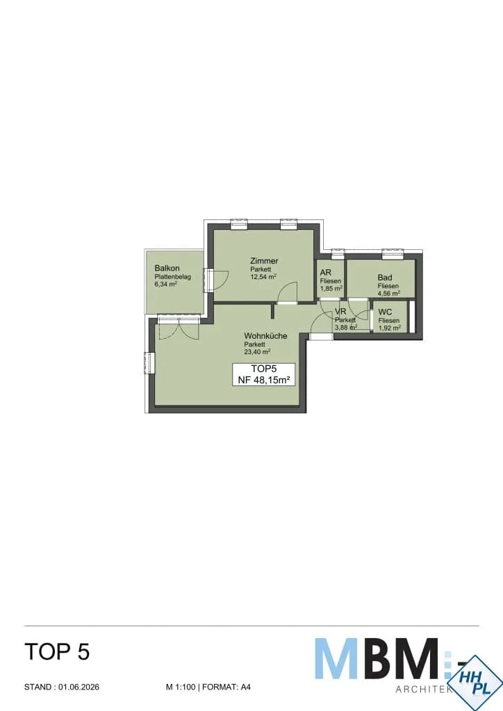 2-Zimmer-Wohnung kaufen in Mödling – 48,15 m², € 393.750 – Bild 6 von 7