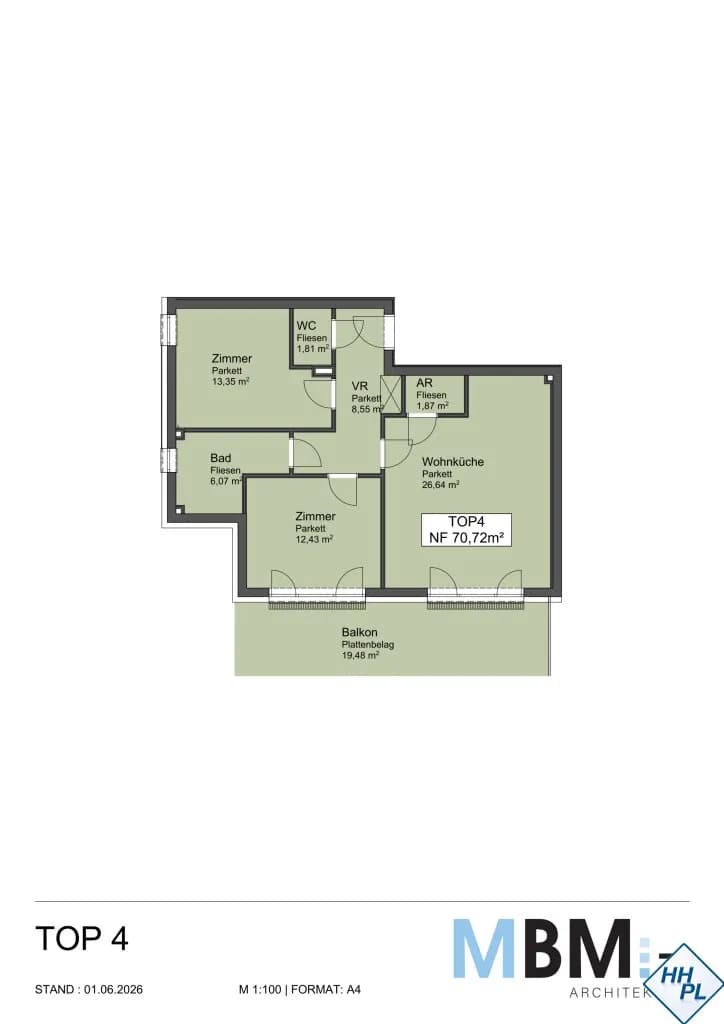 3-Zimmer-Wohnung kaufen in Mödling – 70,72 m², € 540.750 – Bild 6 von 7