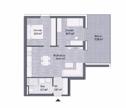 3-Zimmer-Wohnung kaufen in Graz – 57,68 m², € 334.149 – Bild 1 von 2