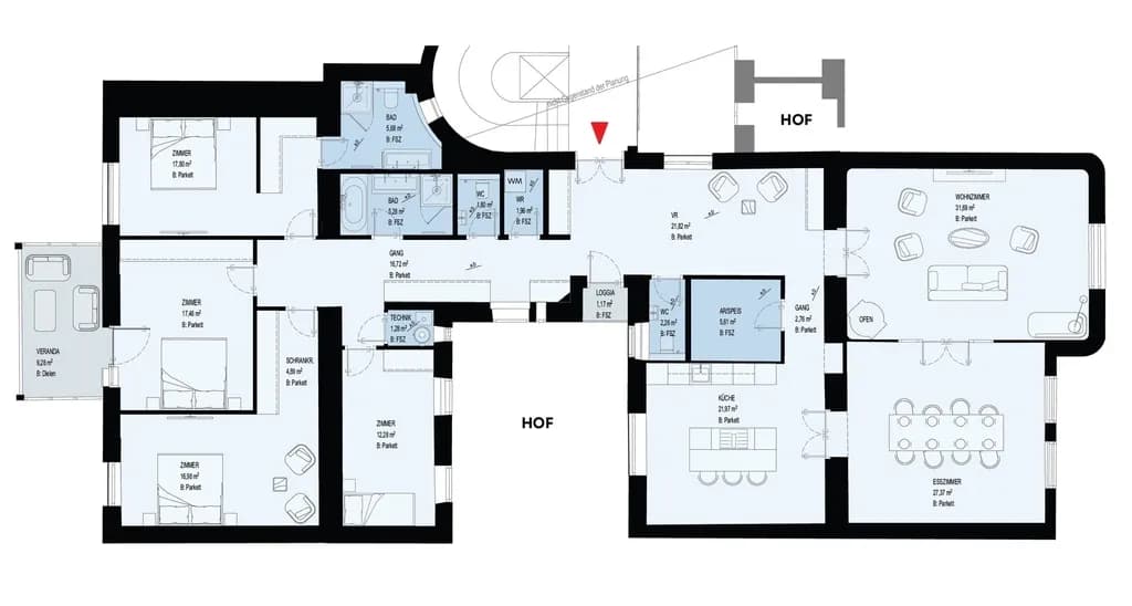 6-Zimmer-Wohnung mieten in Wien – 217 m², € 5.329 – Bild 3 von 3