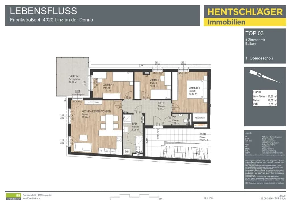 4-Zimmer-Wohnung kaufen in Linz – 86,66 m², € 649.000 – Bild 3 von 3